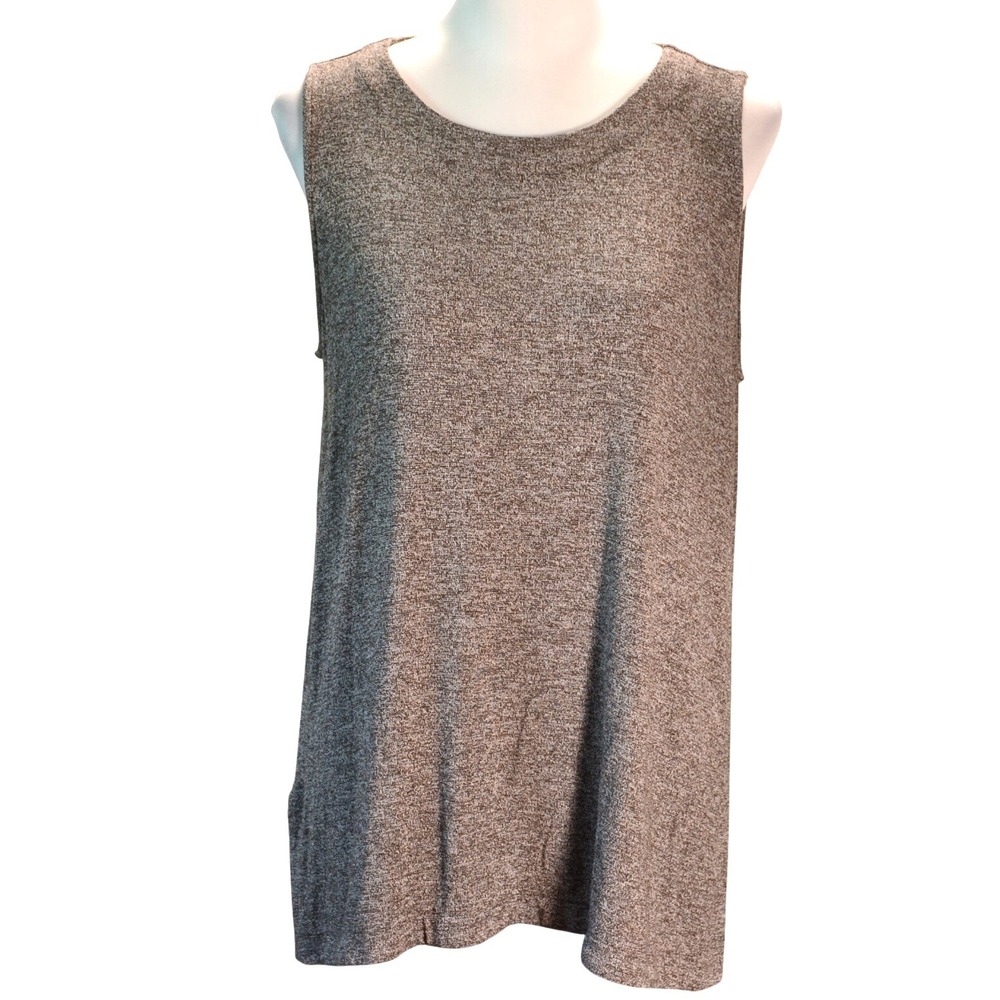 J.Jill Wearever Tunic casual work travel Stretch Taupe Brown L Petite Sleeveless